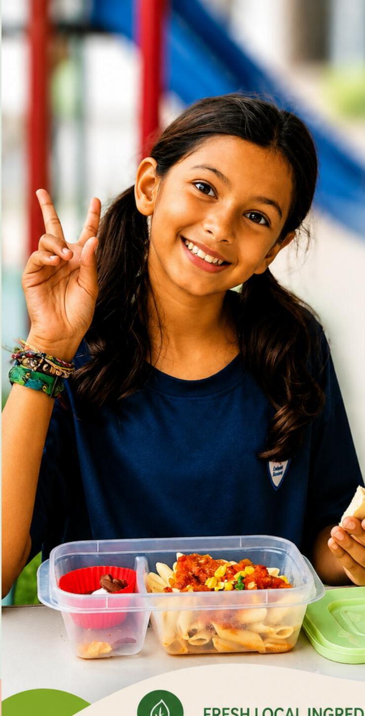 A happy child enjoying a Lunch-Ease meal